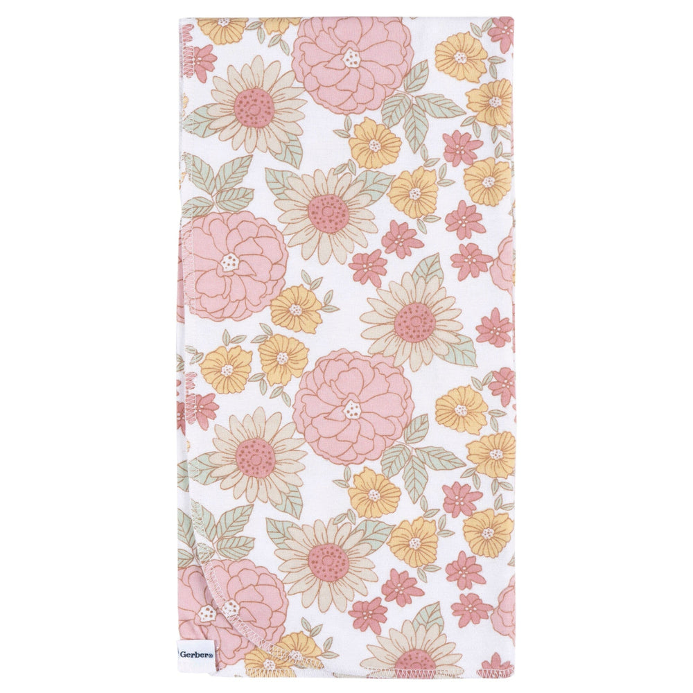 4-Pack Baby Girls Retro Floral Flannel Blankets