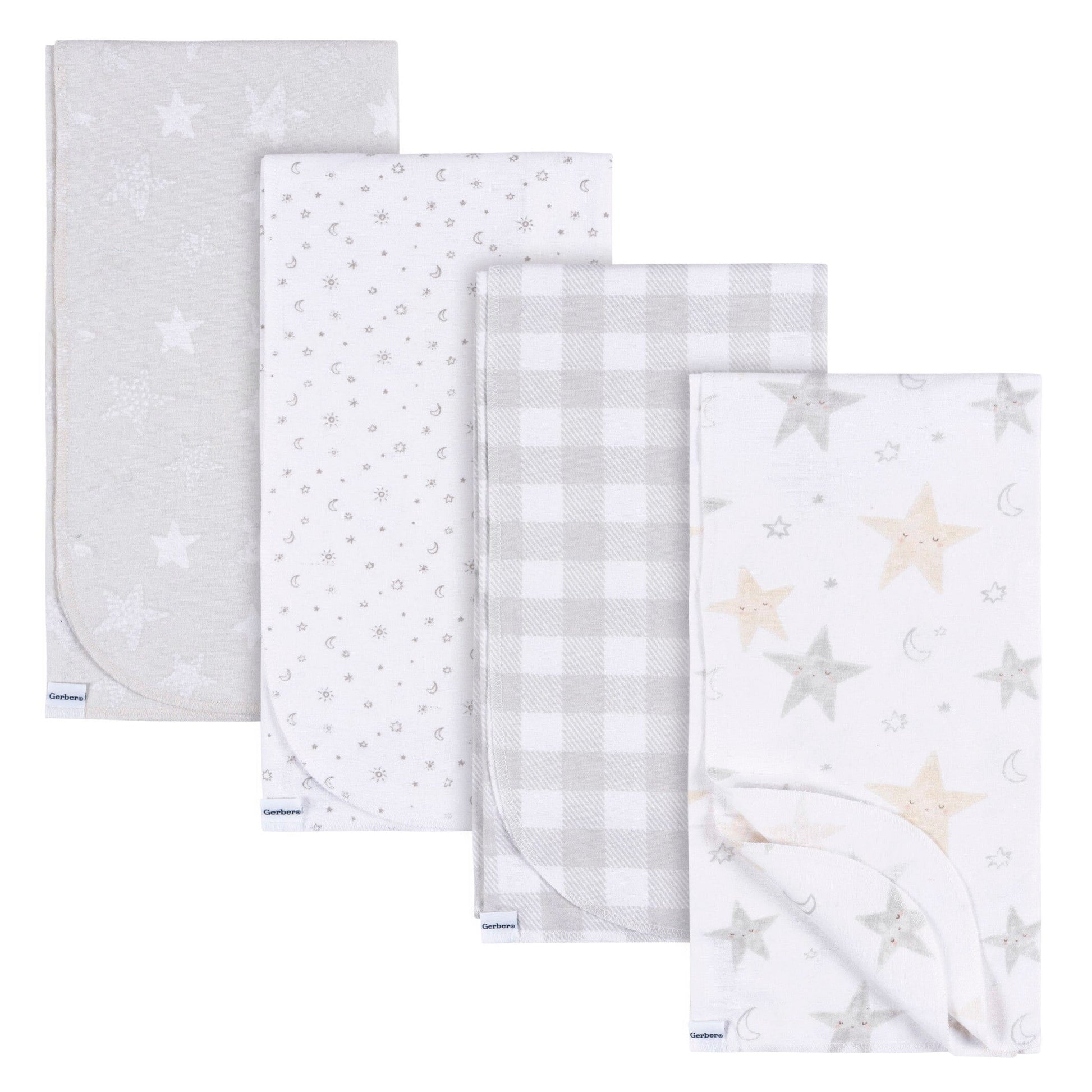 4-Pack Baby Neutral Celestial Flannel Blankets