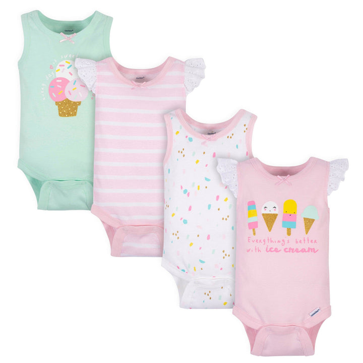 4-Pack Baby Girls Ice Cream Onesies® Bodysuits