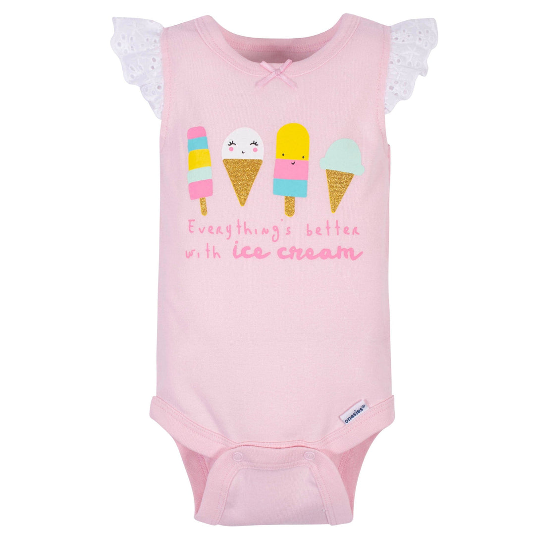 4-Pack Baby Girls Ice Cream Onesies® Bodysuits