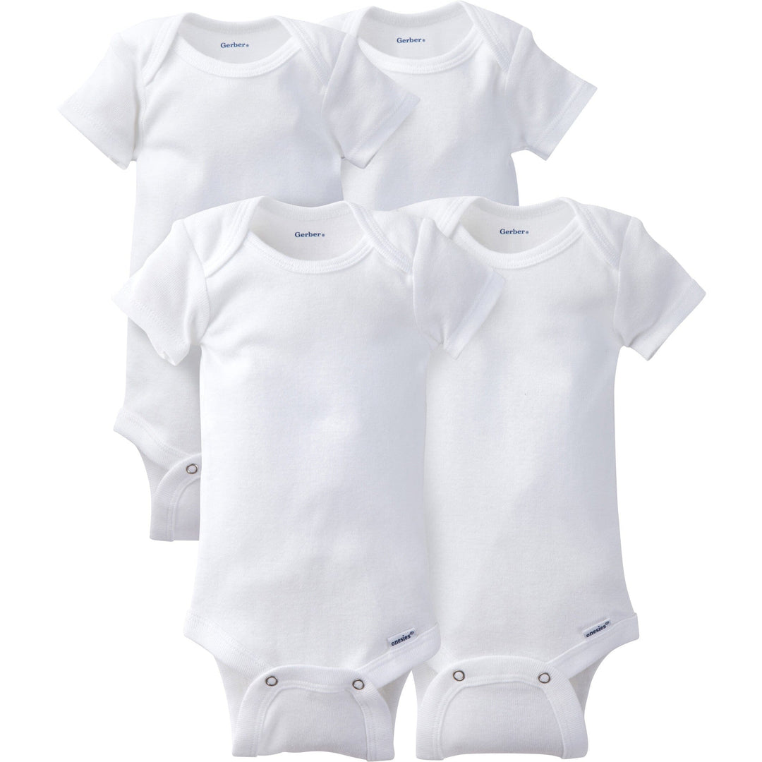 4-Pack Baby Neutral White Short Sleeve Onesies Bodysuits