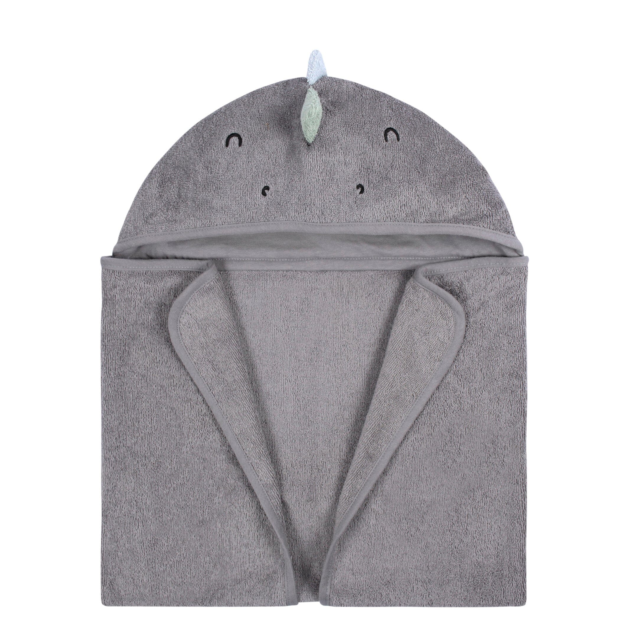4-Piece Baby Boys Charcoal Dino Towel & Washcloths