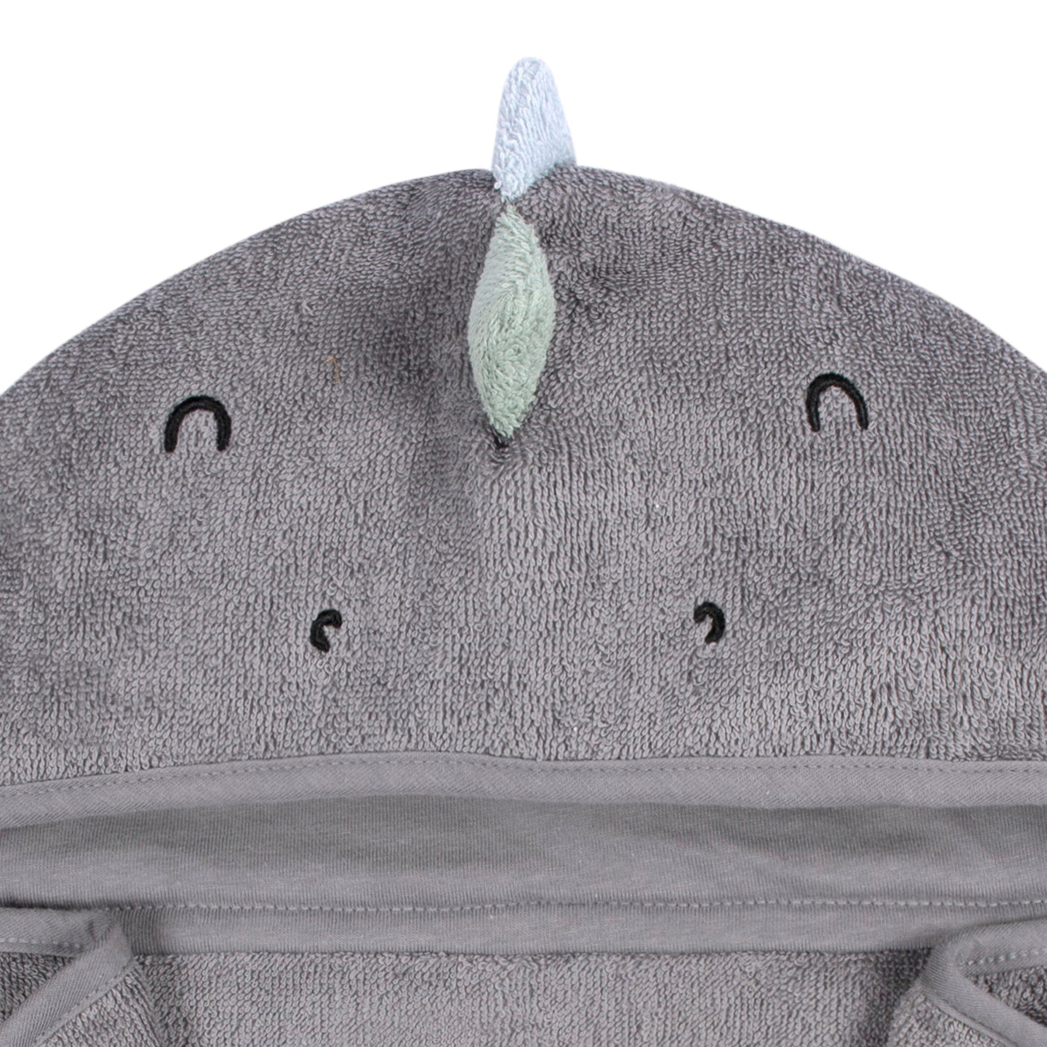4-Piece Baby Boys Charcoal Dino Towel & Washcloths