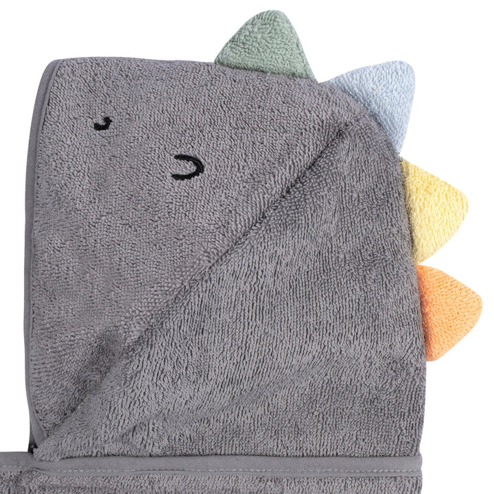 4-Piece Baby Boys Charcoal Dino Towel & Washcloths