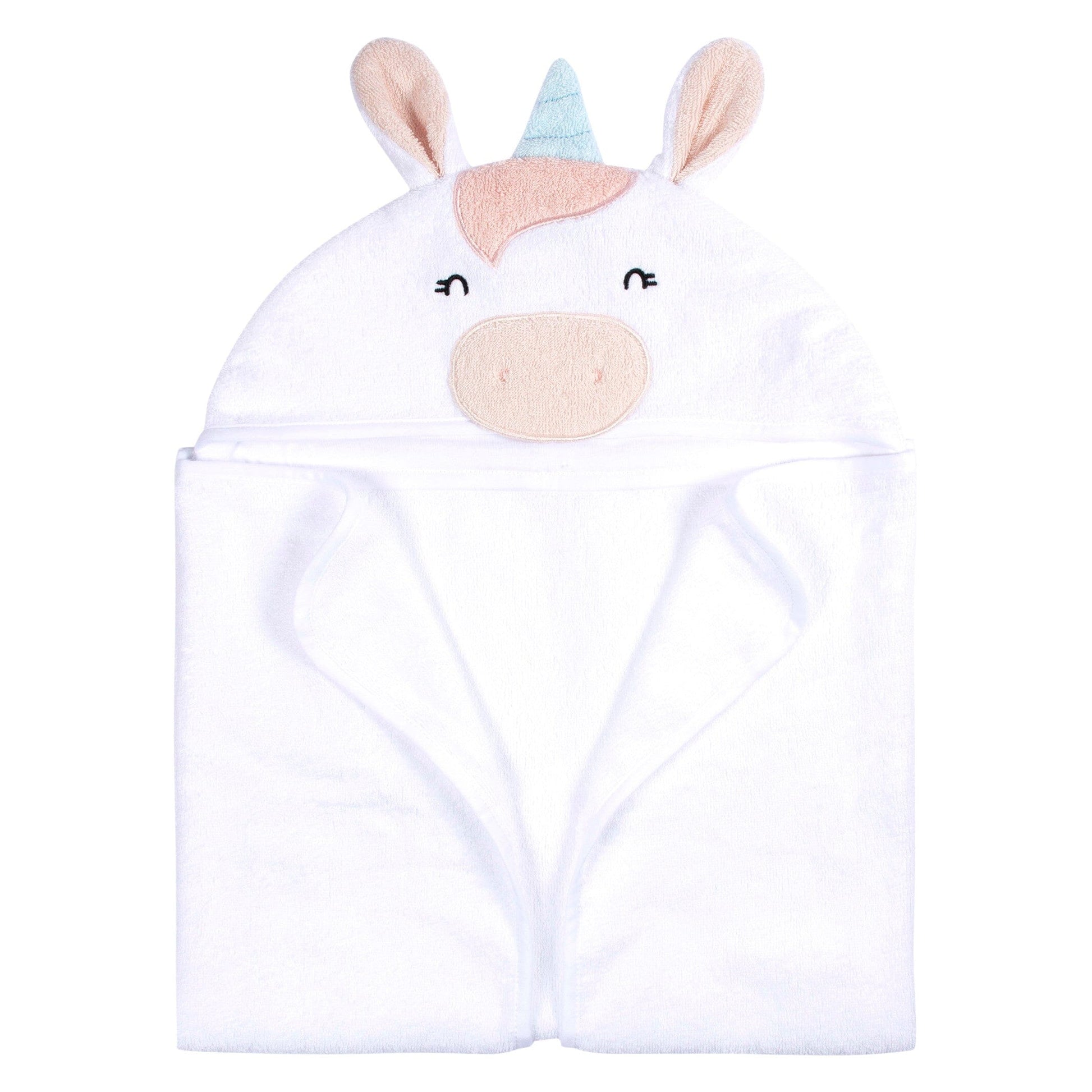 4-Piece Baby Girls White Unicorn Towel & Washcloths