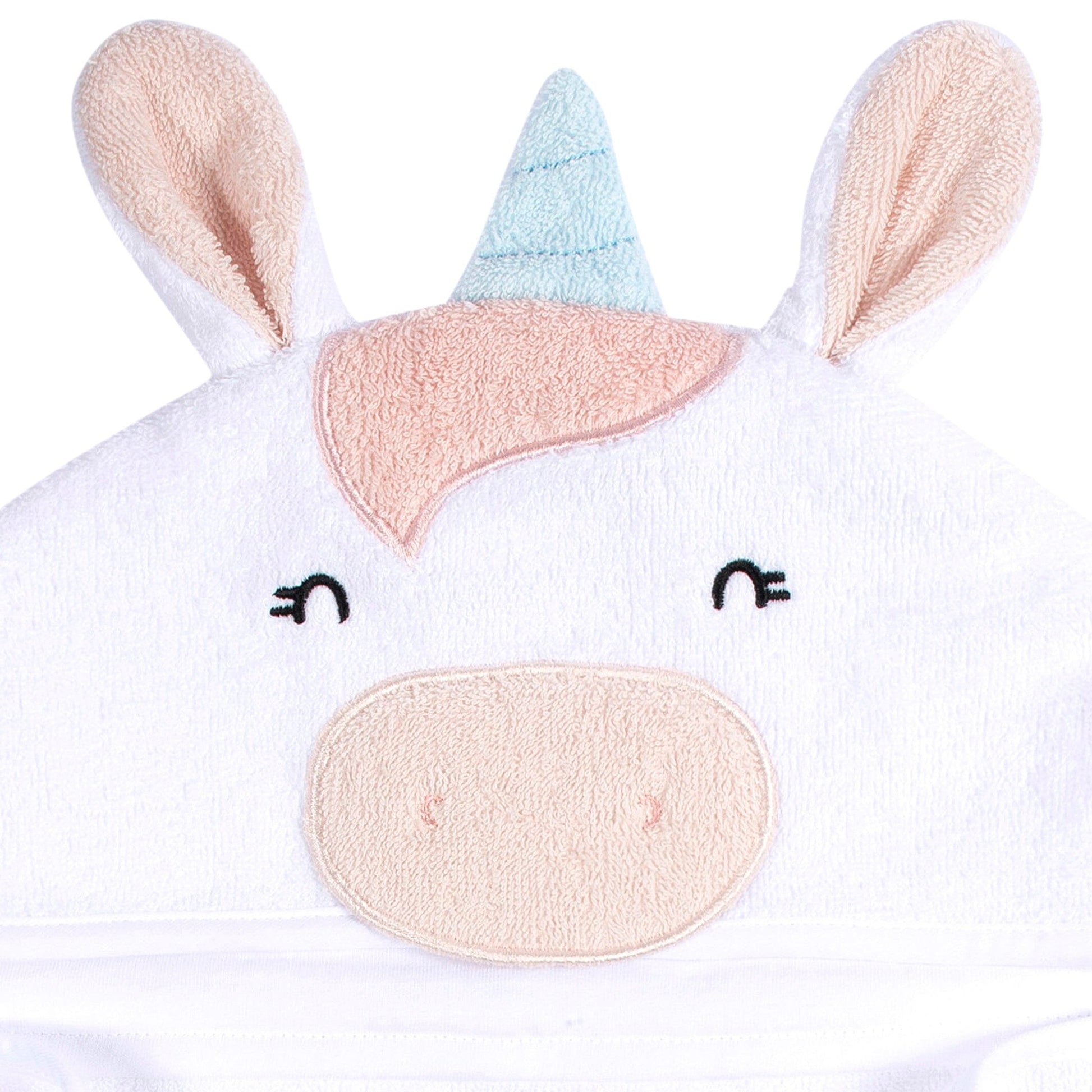 4-Piece Baby Girls White Unicorn Towel & Washcloths