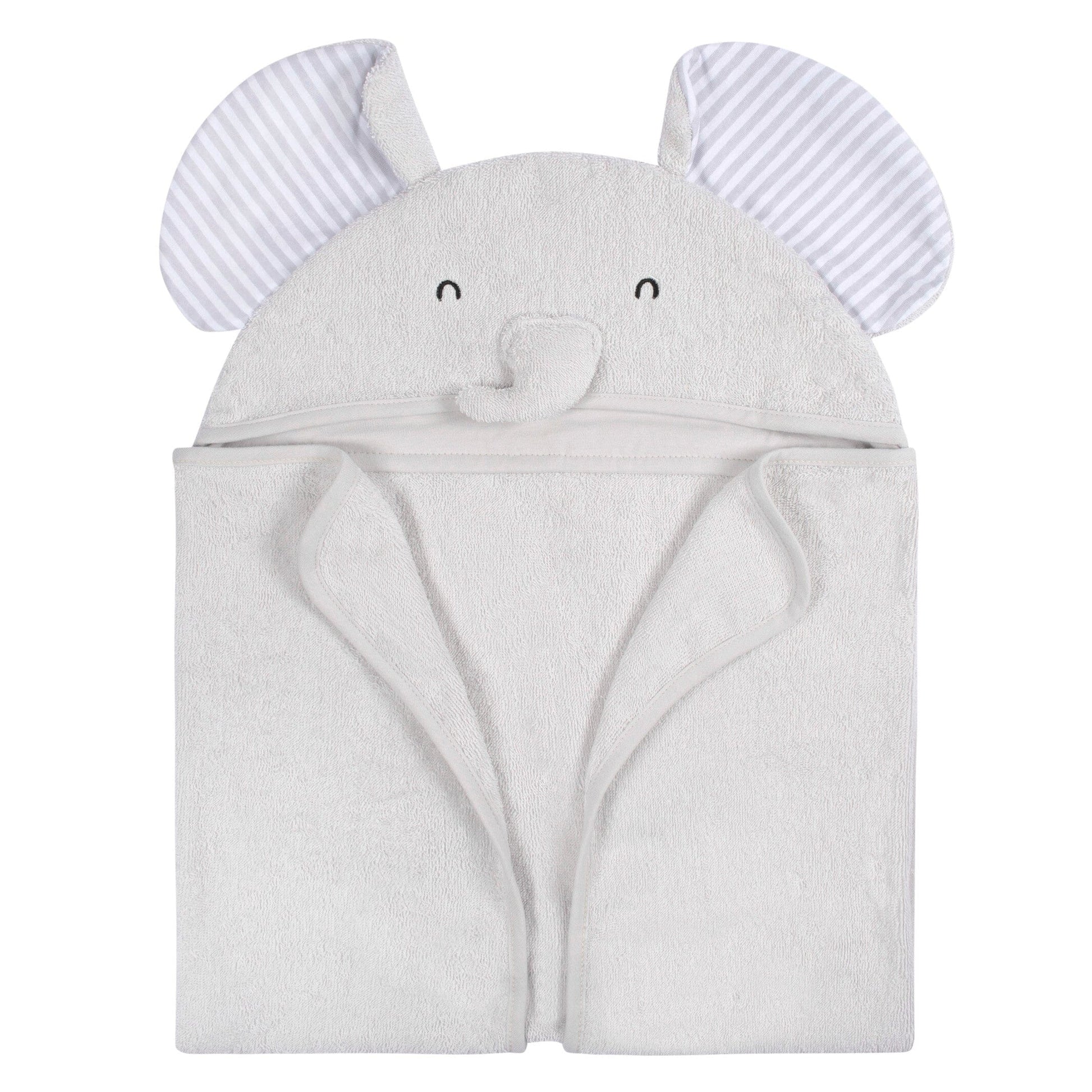 4-Piece Baby Neutral Grey Elephant Towel & Washcloths