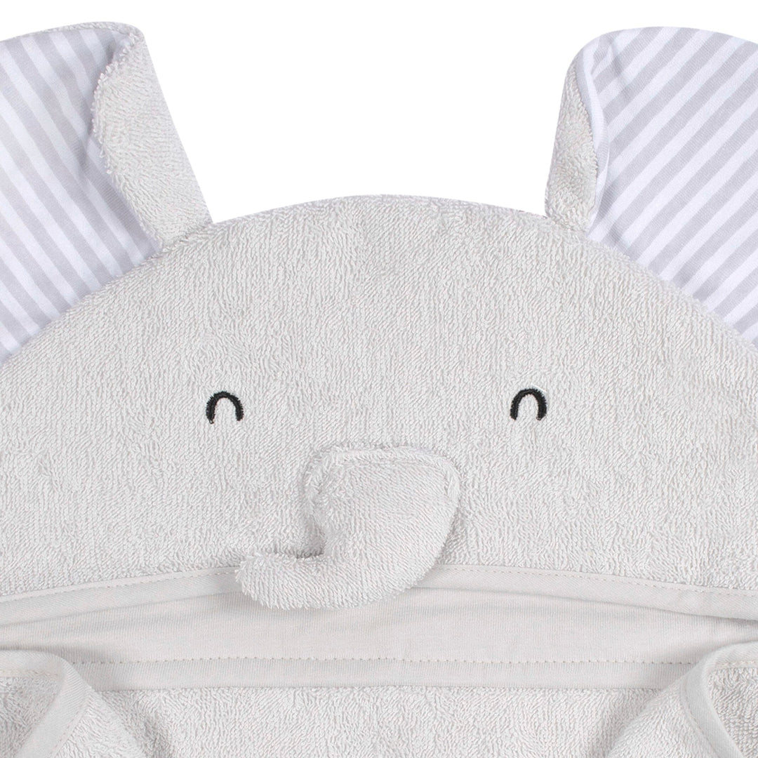 Embroidered 4-Piece Baby Neutral Grey Elephant Towel Washcloths
