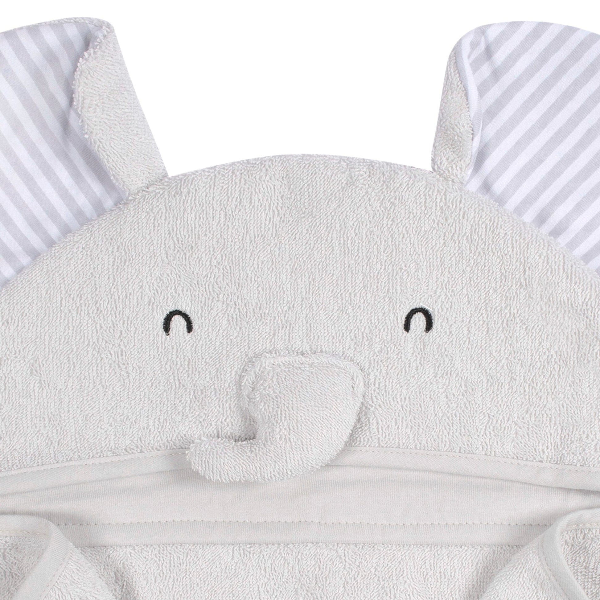 4-Piece Baby Neutral Grey Elephant Towel & Washcloths