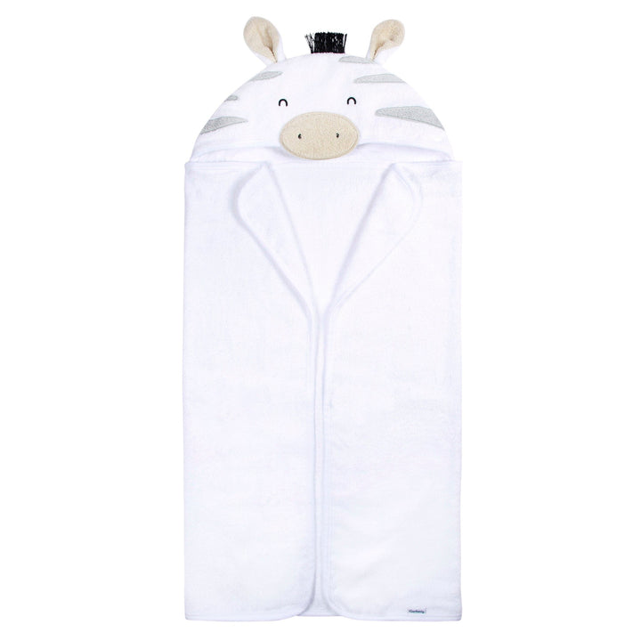 4-Piece Baby Neutral Grey Zebra Towel & Washcloths