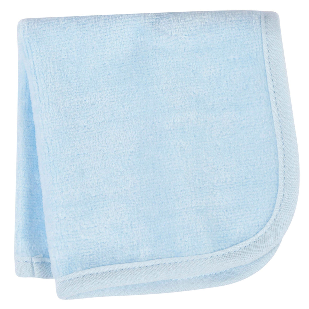 Embroidered 4-Piece Boys Striped Blue Hooded Towel & Washcloths Set