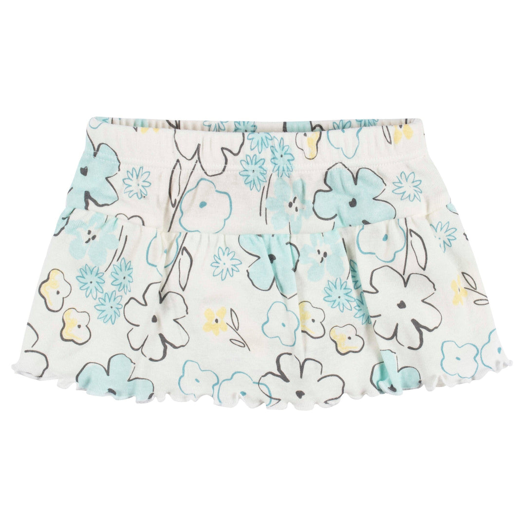 4-Piece Baby Girls Bee Petals Onesies® Bodysuit, Tee, Skort & Pant Set