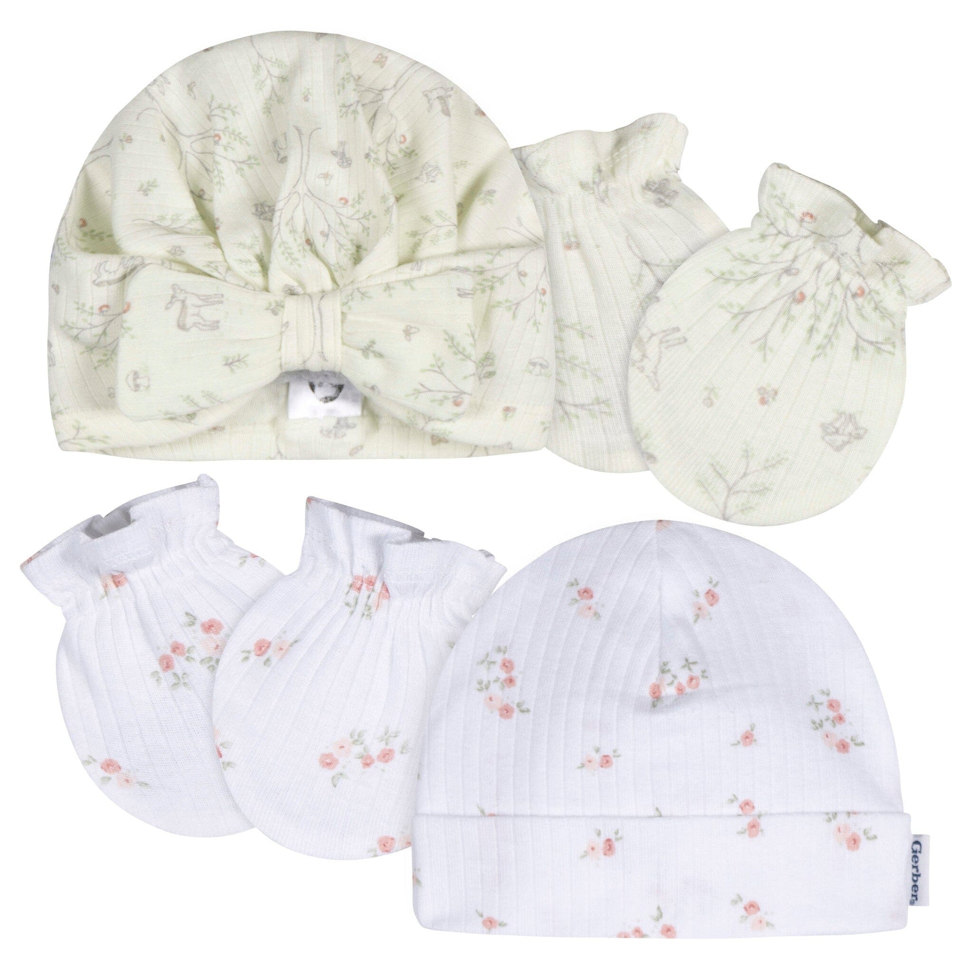 4-Piece Baby Girls Deer Cap and Mitten Set Accessories Gerber® 