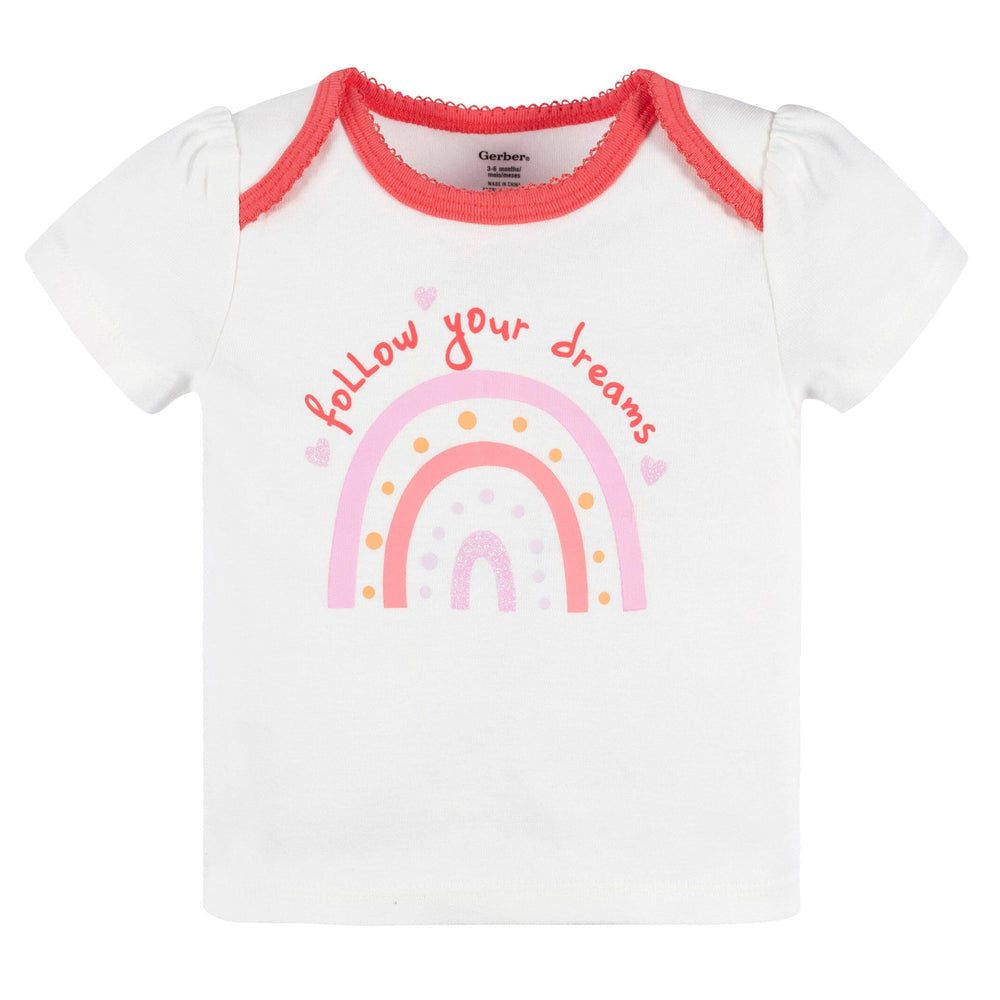 4-Piece Baby Girls Rainbow Dreams Onesies® Bodysuit, Tee, Skort & Pant Set
