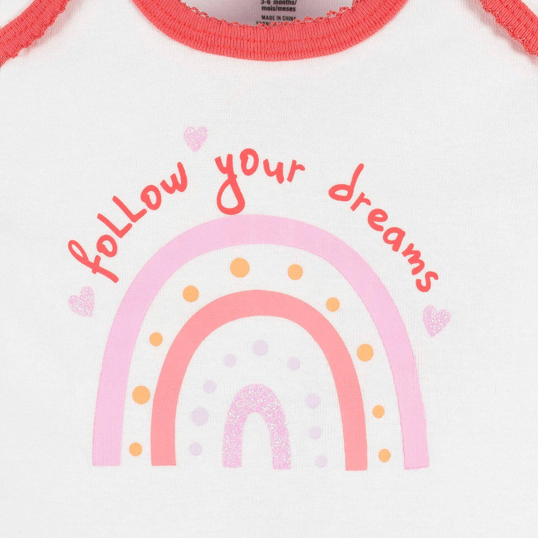 4-Piece Baby Girls Rainbow Dreams Onesies® Bodysuit, Tee, Skort & Pant Set