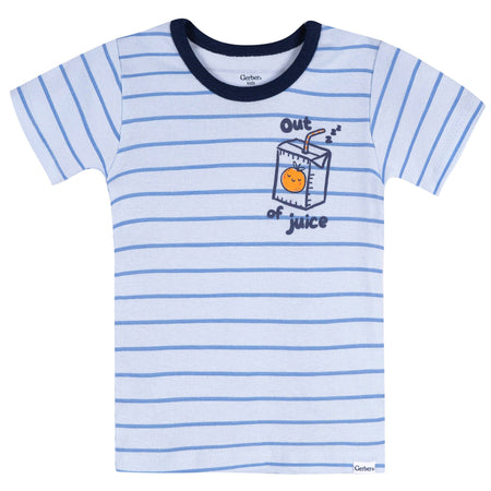 4-Piece Infant & Toddler Boys Blue Juice Box Top and Shorts Pajama Set