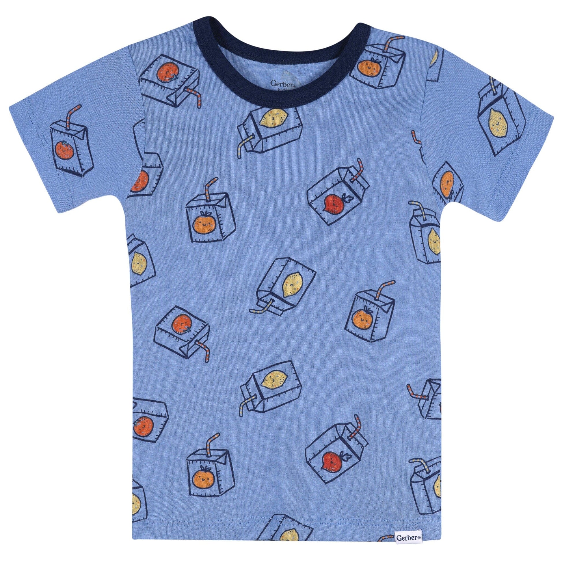 4-Piece Infant & Toddler Boys Blue Juice Box Cotton Pajama Short Set sleepwear Gerber® 