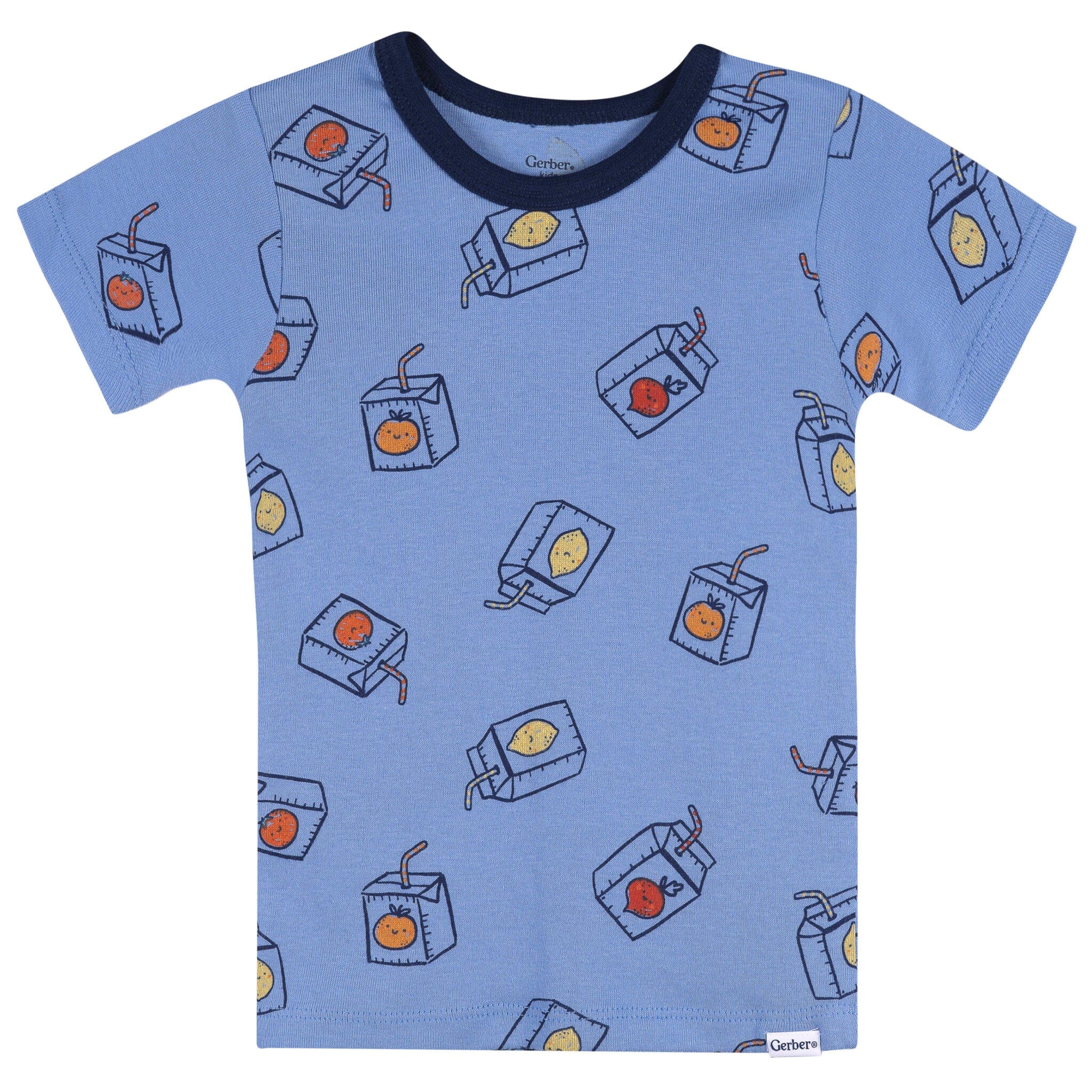 4-Piece Infant & Toddler Boys Blue Juice Box Cotton Pajama Short Set sleepwear Gerber® 