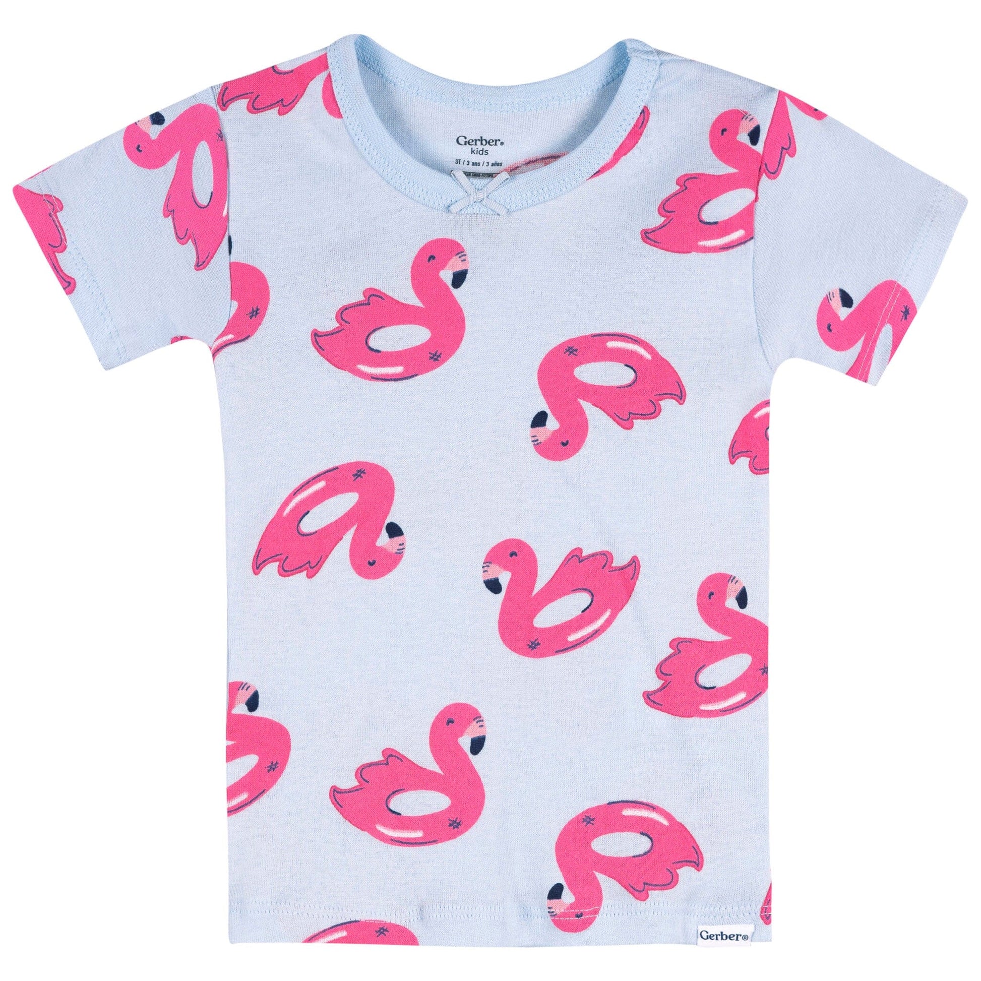 4-Piece Infant & Toddler Girls Flamingo Floatie Cotton Pajama Short Set sleepwear Gerber® 