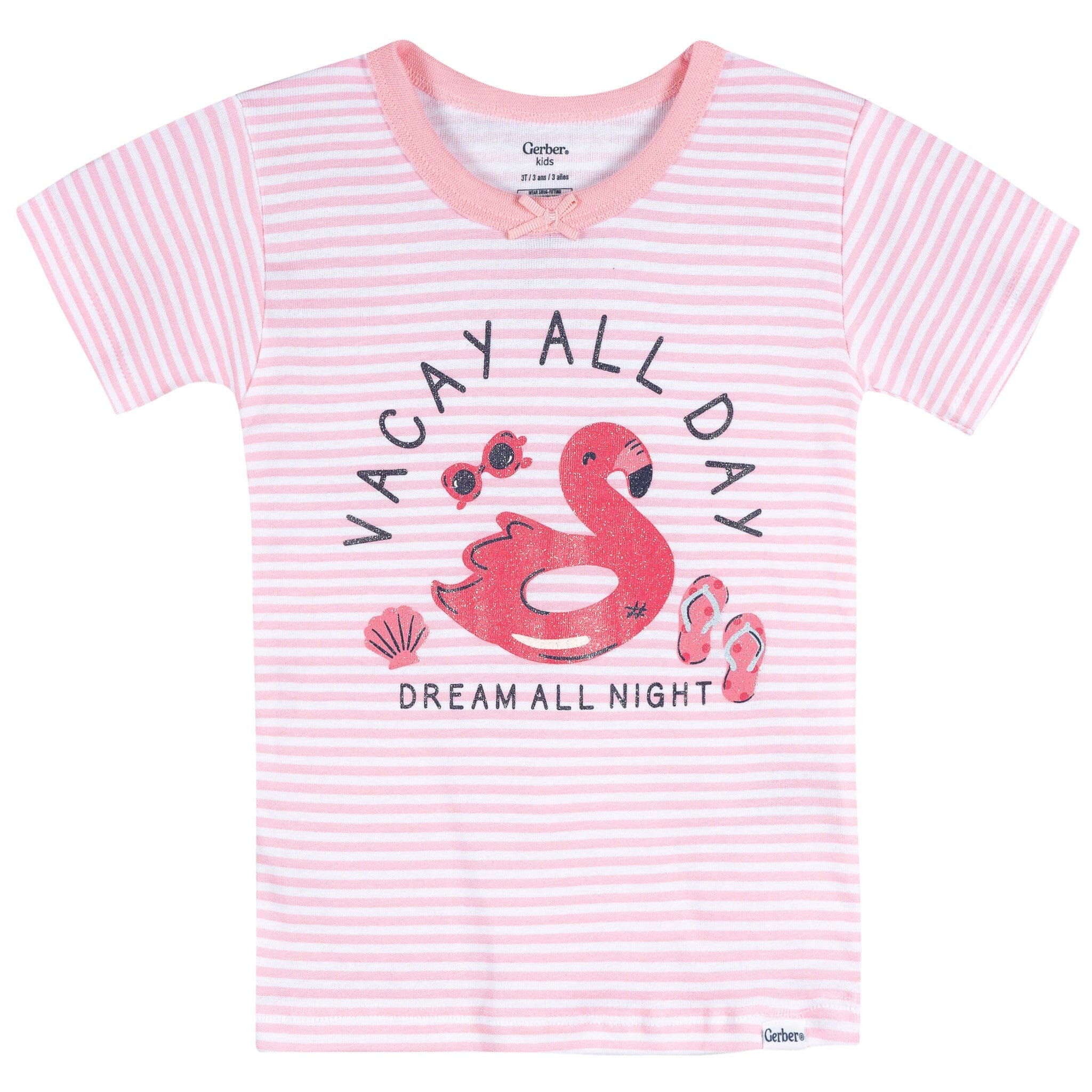 4-Piece Infant & Toddler Girls Flamingo Floatie Cotton Pajama Short Set sleepwear Gerber® 