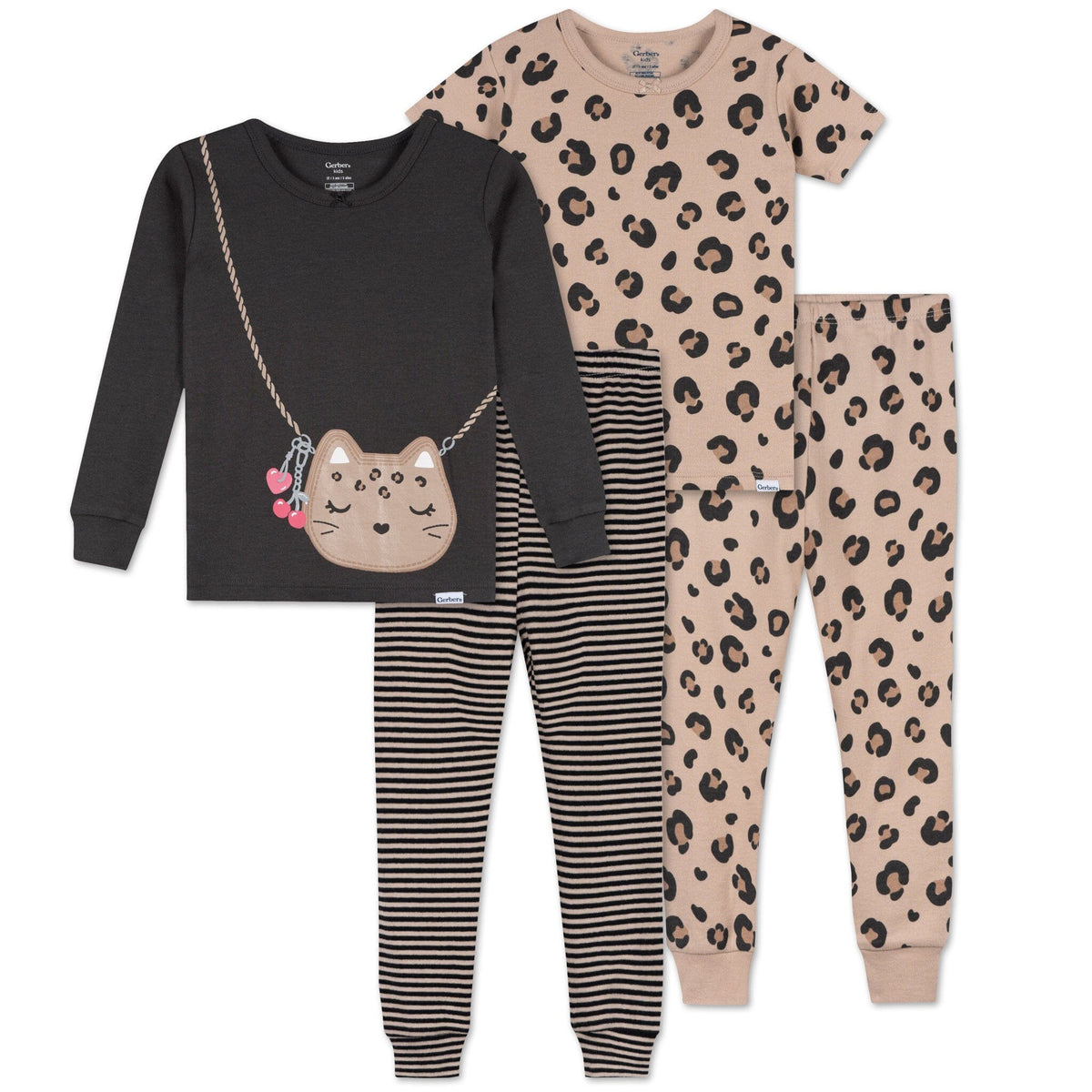 4-Piece Infant & Toddler Girls Leopard Pajama Set sleepwear Gerber® 