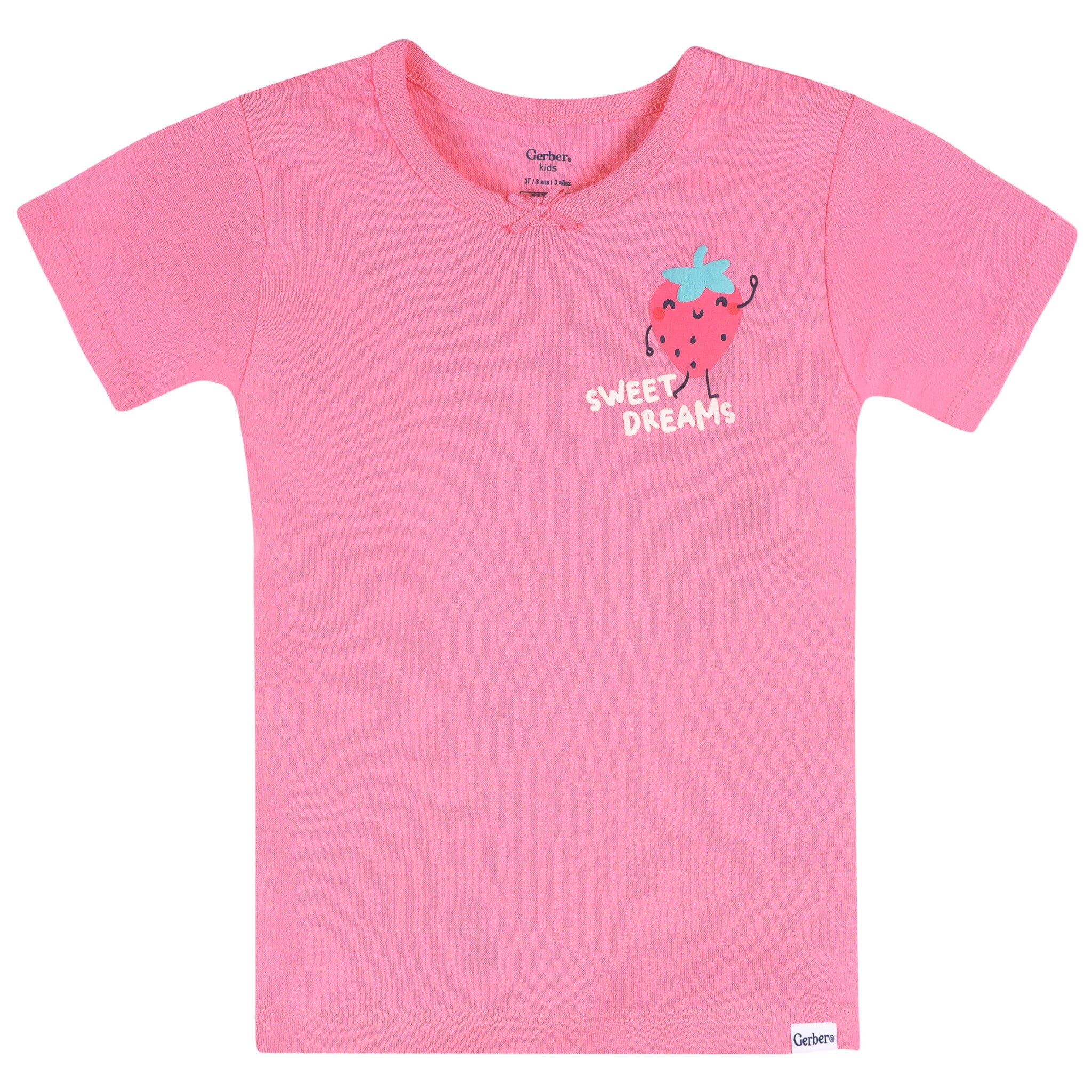 4-Piece Infant & Toddler Girls Pink and Green Strawberries Cotton Pajama Short Set sleepwear Gerber® 