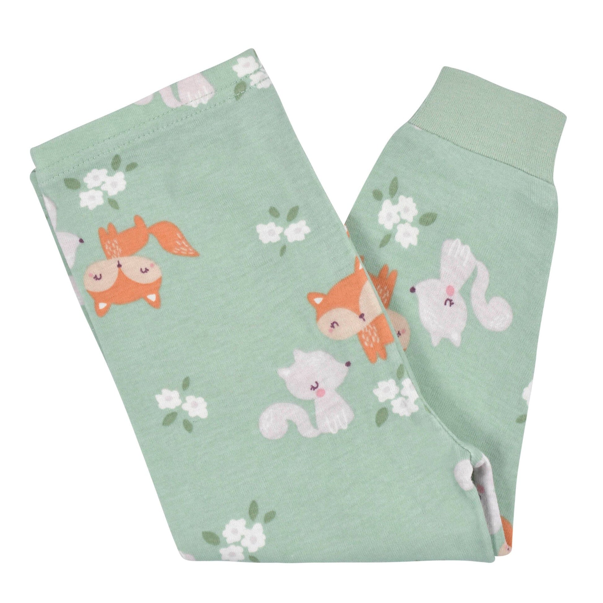 4-Piece Infant & Toddler Girls Purple Woodland Fox Snug Fit Cotton Pajamas
