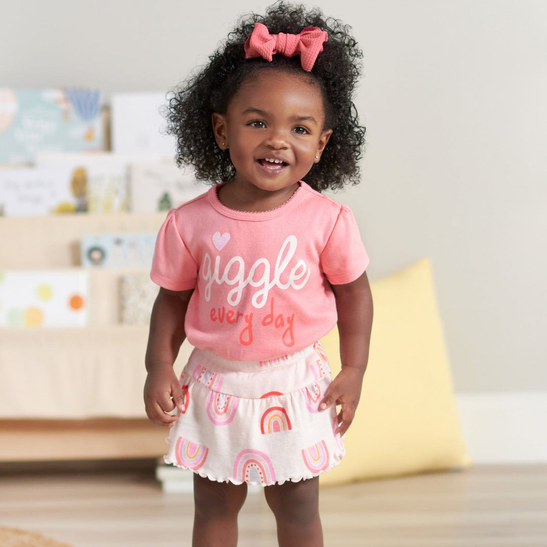 4-Piece Infant & Toddler Girls Rainbow Dreams Tees, Skorts & Pants Set