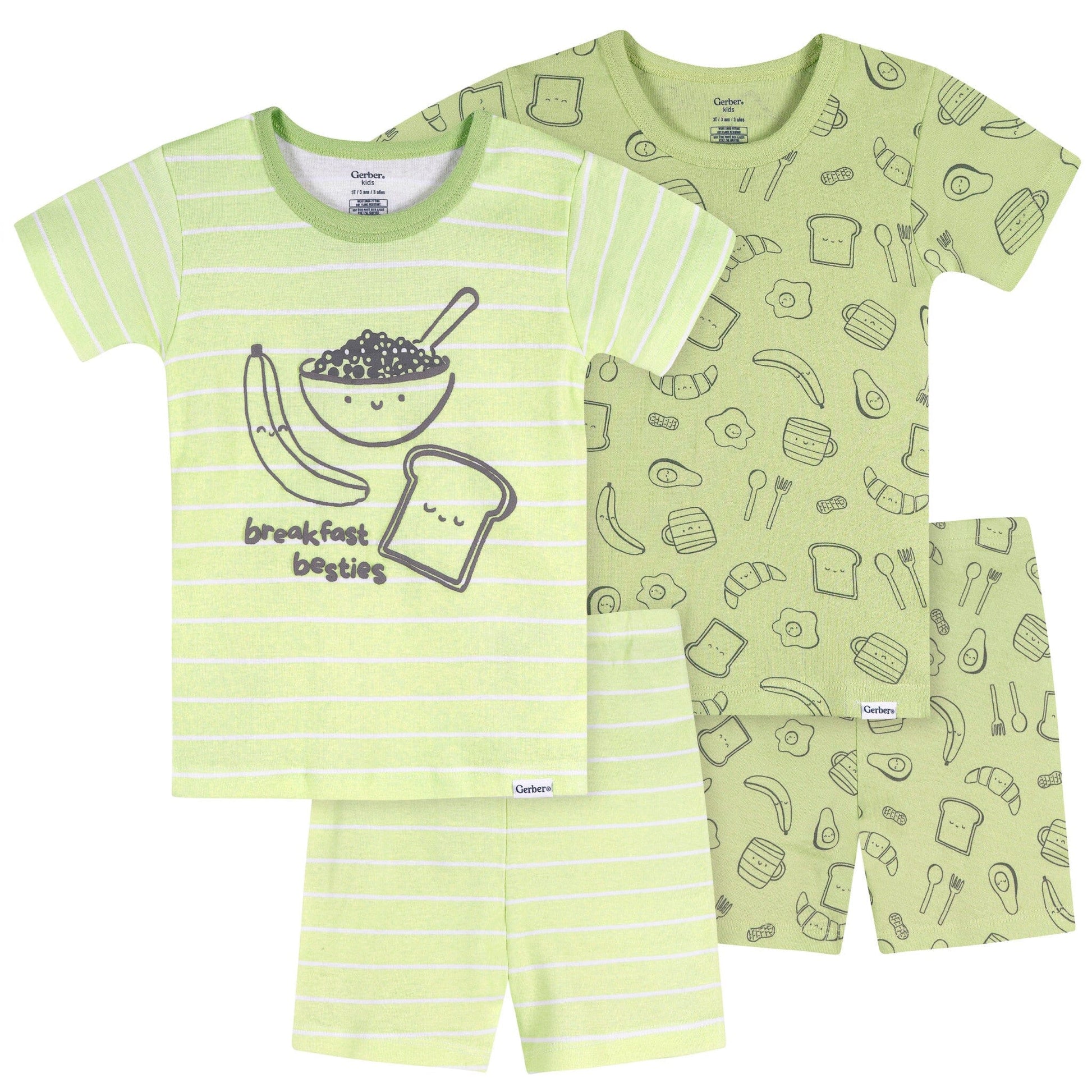 4-Piece Infant & Toddler Neutral Blue Naptime Cotton Pajama Short Set sleepwear Gerber® 