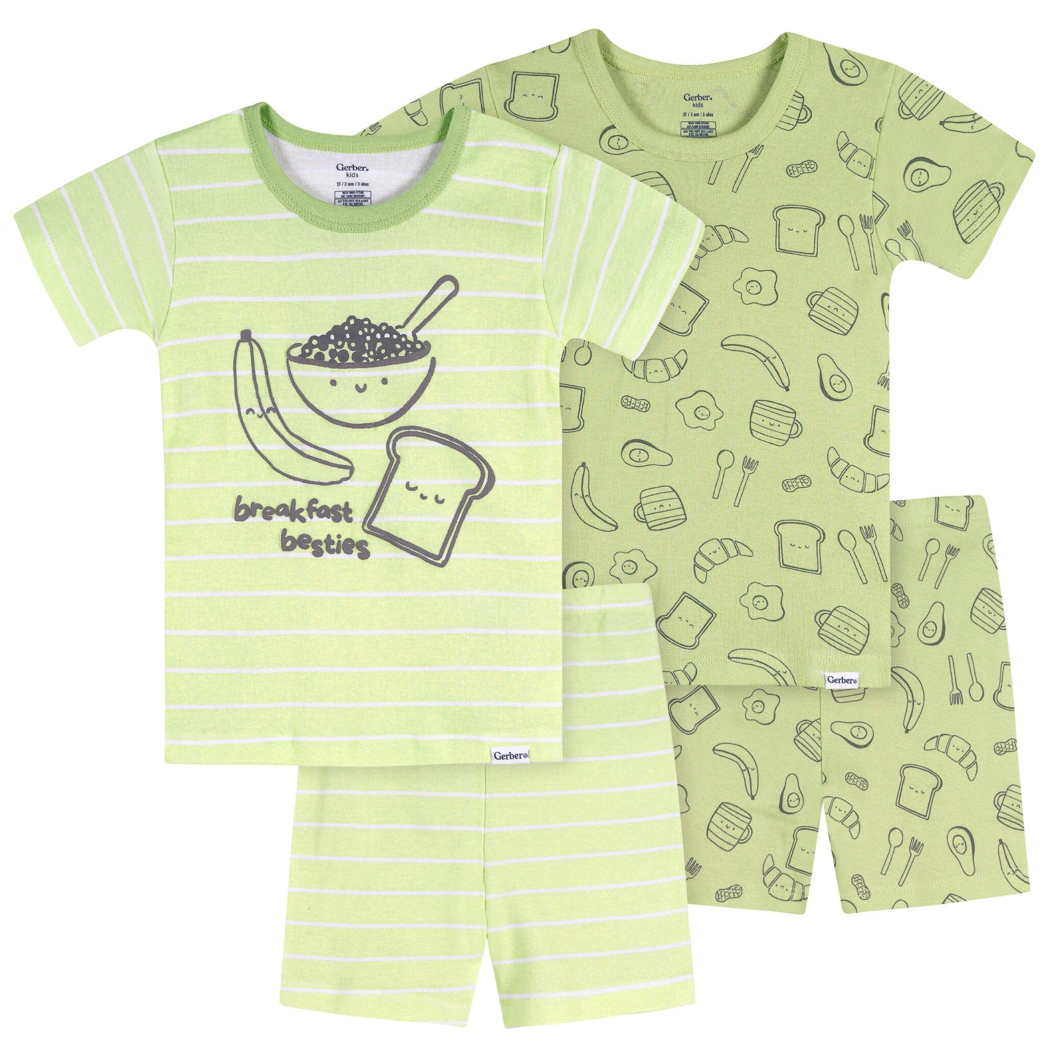 4-Piece Infant & Toddler Neutral Blue Naptime Cotton Pajama Short Set sleepwear Gerber® 