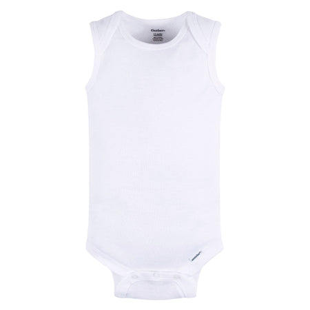 5- Baby Neutral White Sleeveless Onesies® Bodysuits