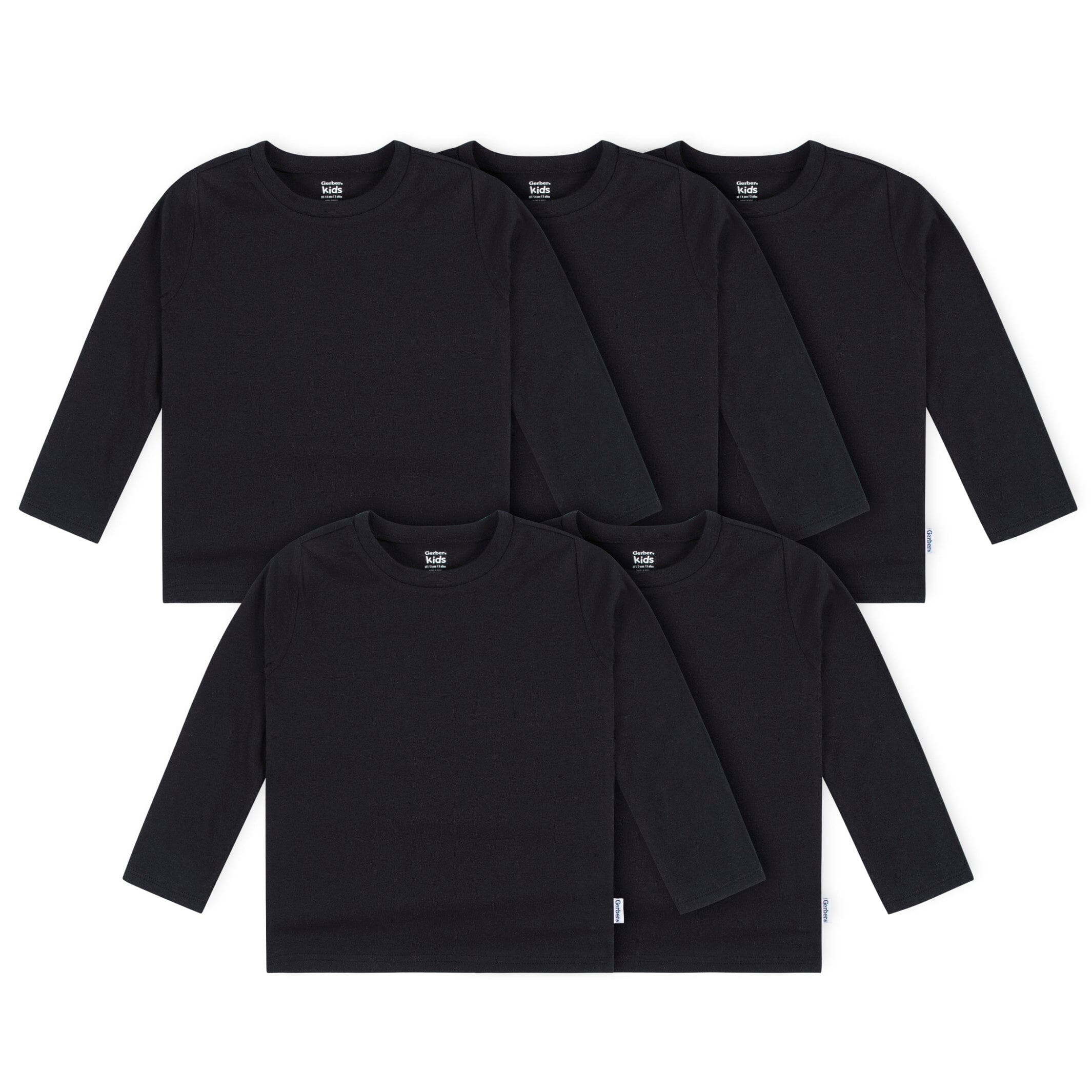 5-Pack Baby & Toddler Black Premium Long Sleeve T-Shirts