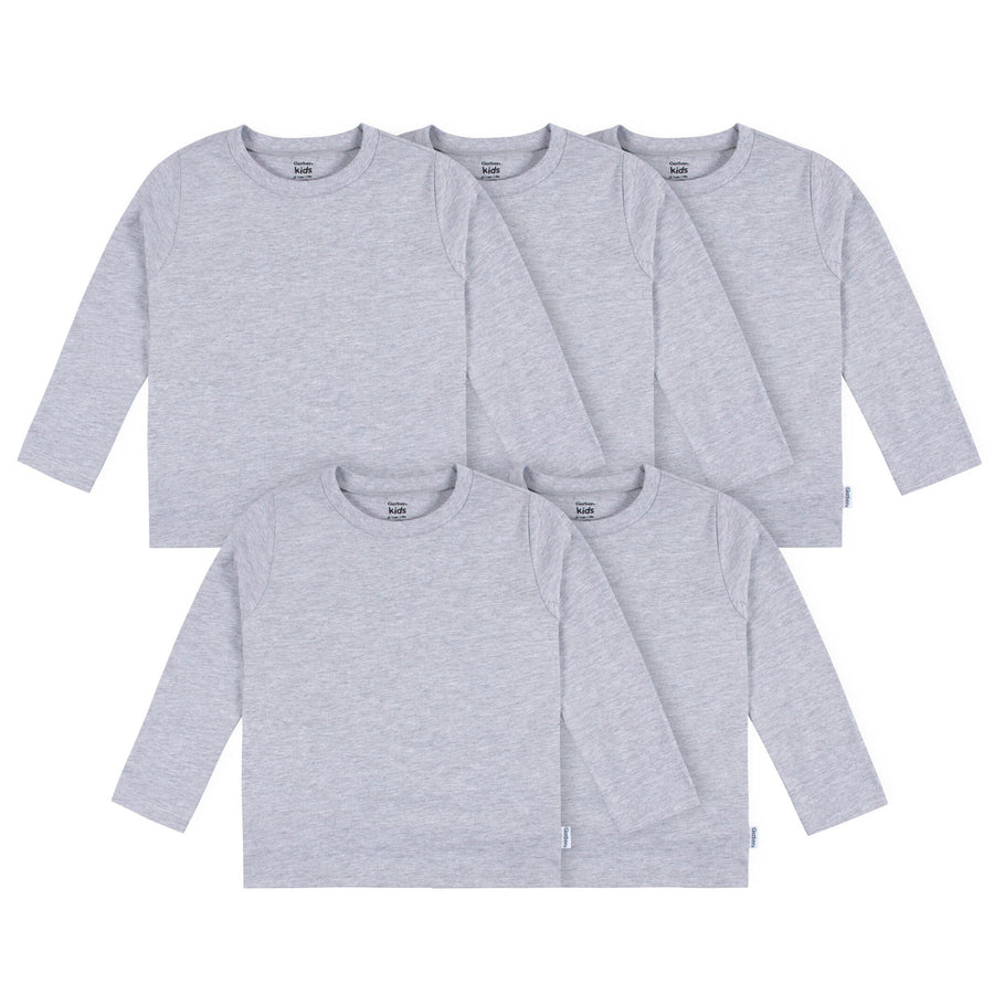 5-Pack Baby & Toddler Grey Heather Premium Long Sleeve T-Shirts