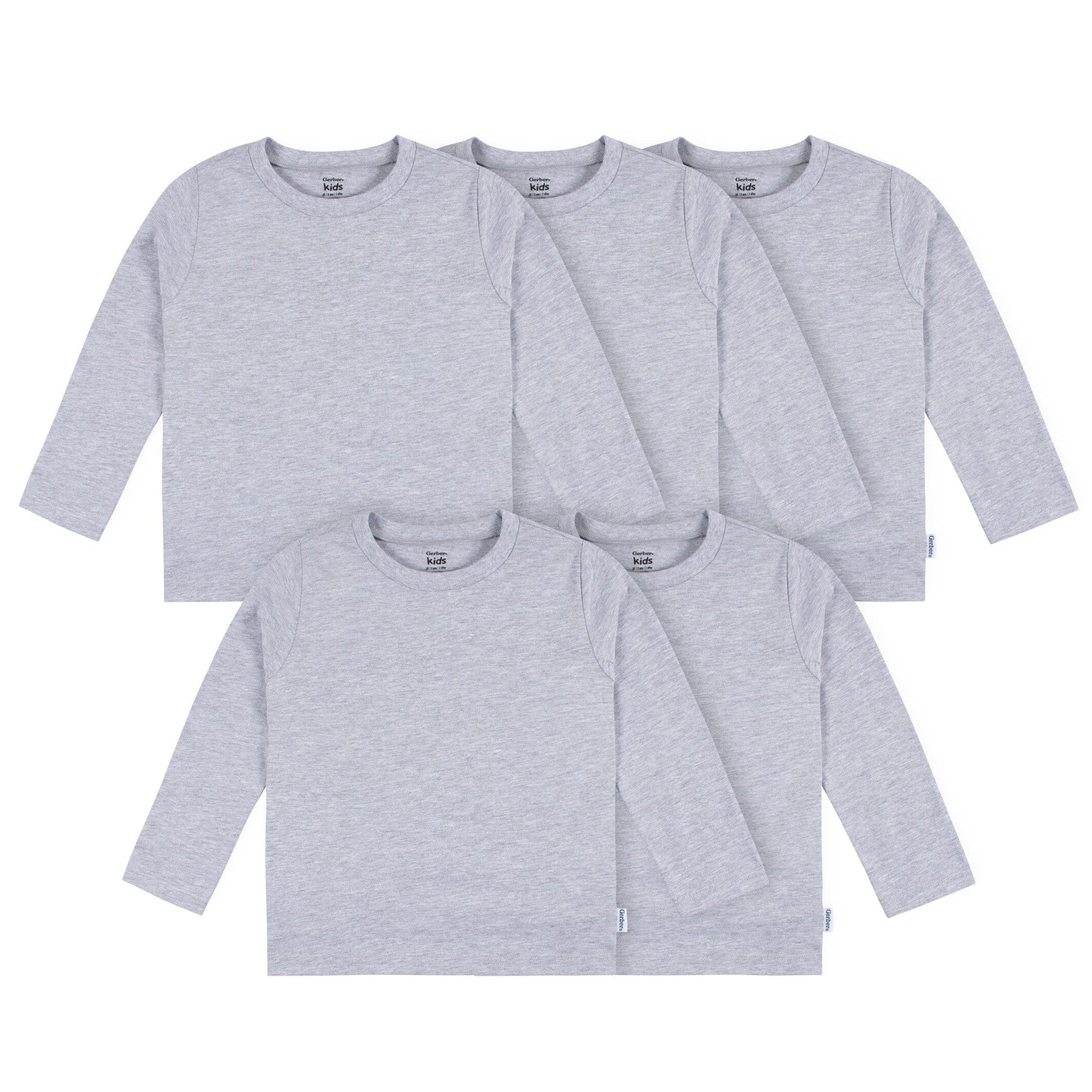 5-Pack Baby & Toddler Grey Heather Premium Long Sleeve T-Shirts