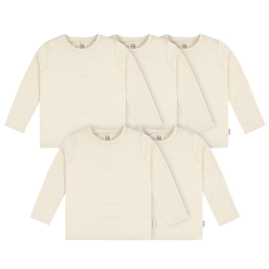 5-Pack Baby & Toddler Natural Premium Long Sleeve T-Shirts