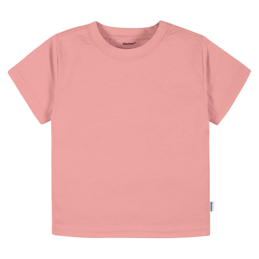 5-Pack Baby & Toddler Girls Mauve Pink Premium Short Sleeve T-Shirts