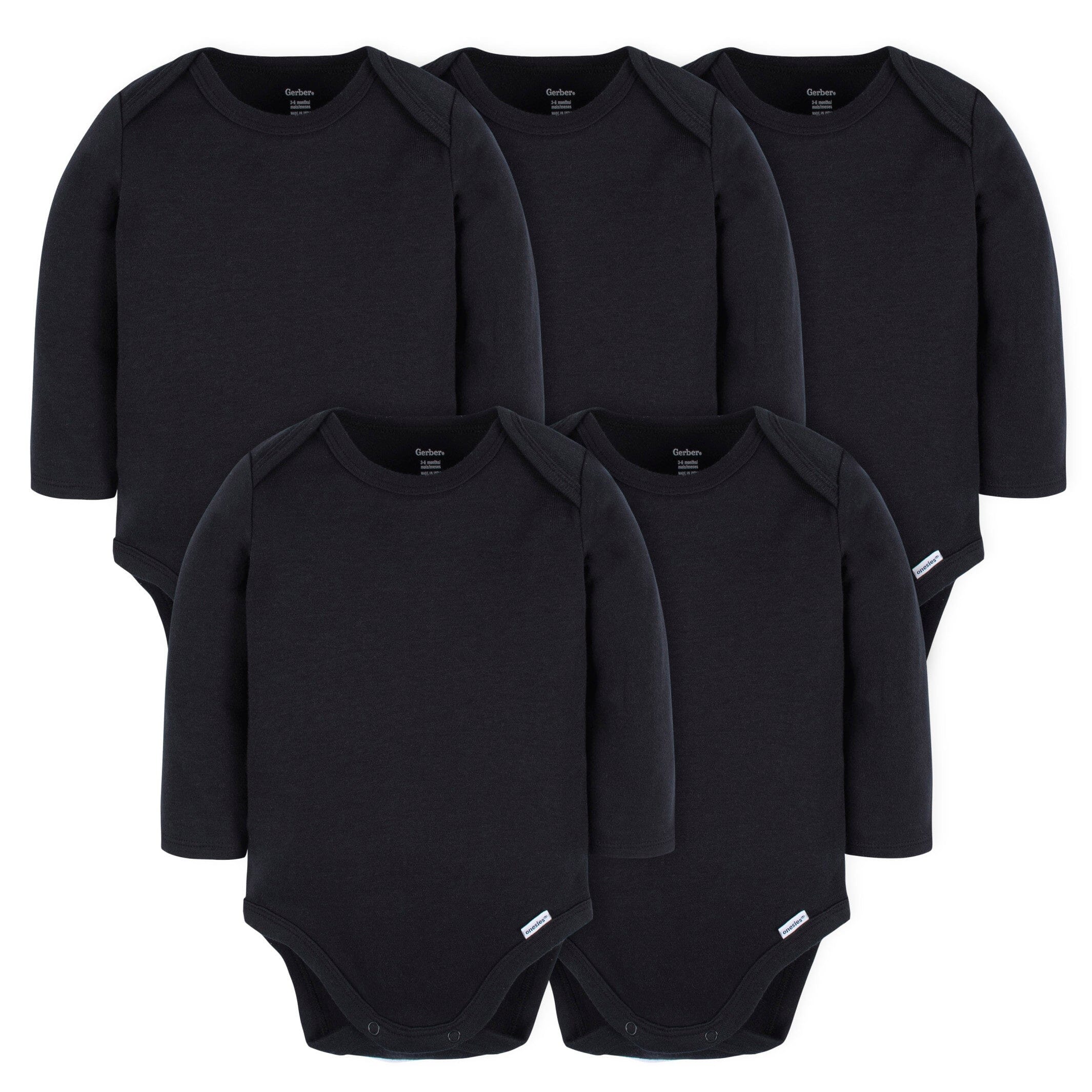 Python Onesies 5-Pack Baby Black Premium Long Sleeve Onesies® Bodysuits – Gerber ...