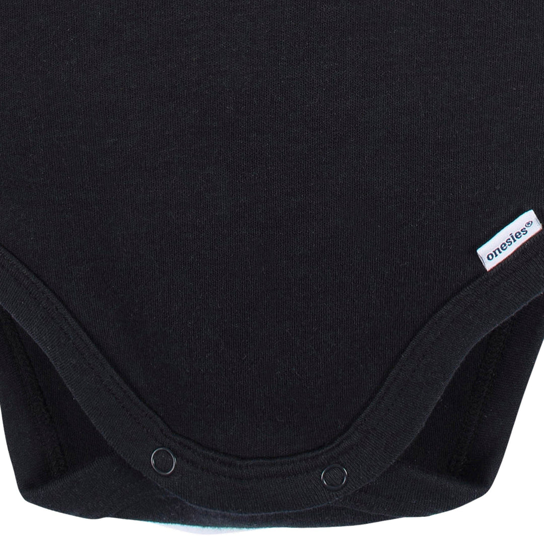 5-Pack Baby Black Premium Long Sleeve Lap Shoulder Onesies® Bodysuits