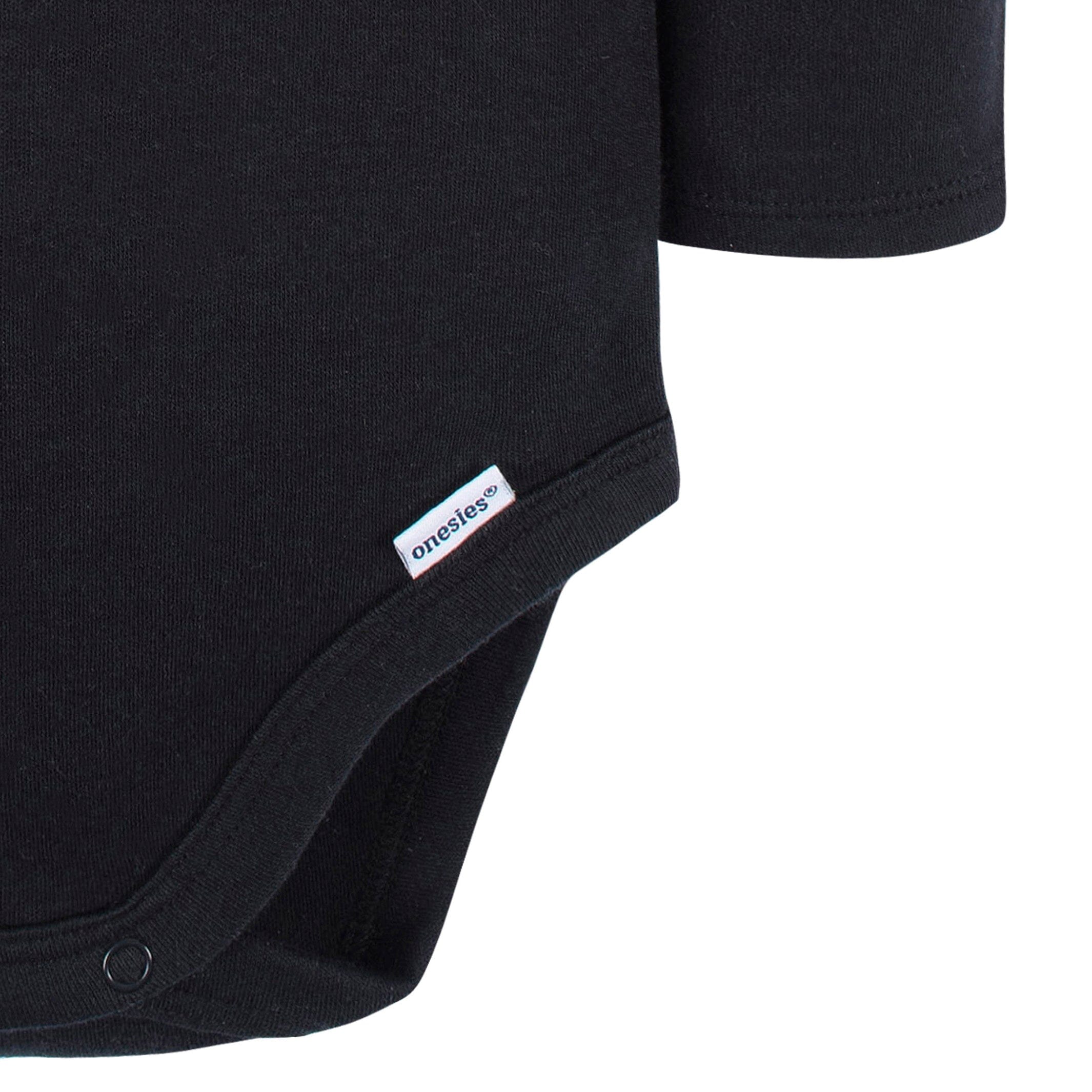 5-Pack Baby Black Premium Long Sleeve Lap Shoulder Onesies® Bodysuits