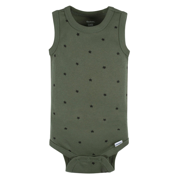 5-Pack Baby Boys Green Stars Sleeveless Onesies® Bodysuits