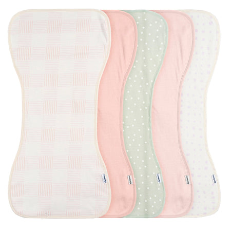 5-Pack Baby Girls Pink Plaid Jersey Burp Cloths