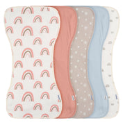 5-Pack Baby Girls Pink Rainbows Burpcloth