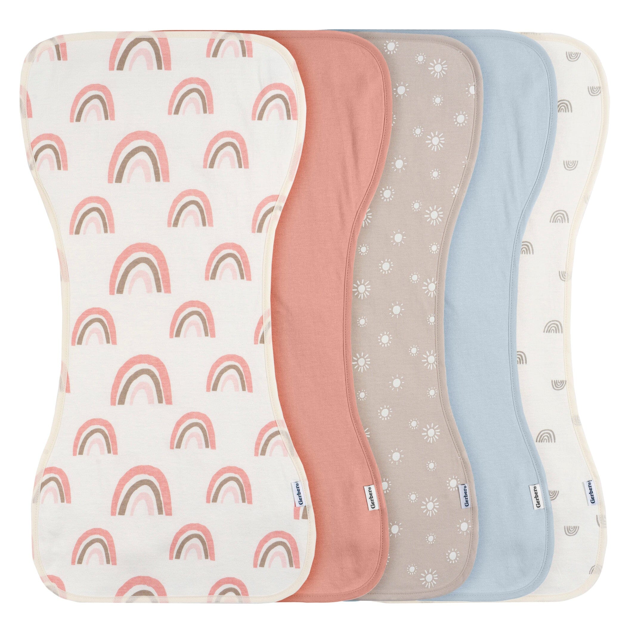 5-Pack Baby Girls Pink Rainbows Burpcloth