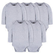 5-Pack Baby Grey Heather Premium Long Sleeve Lap Shoulder Onesies® Bodysuits
