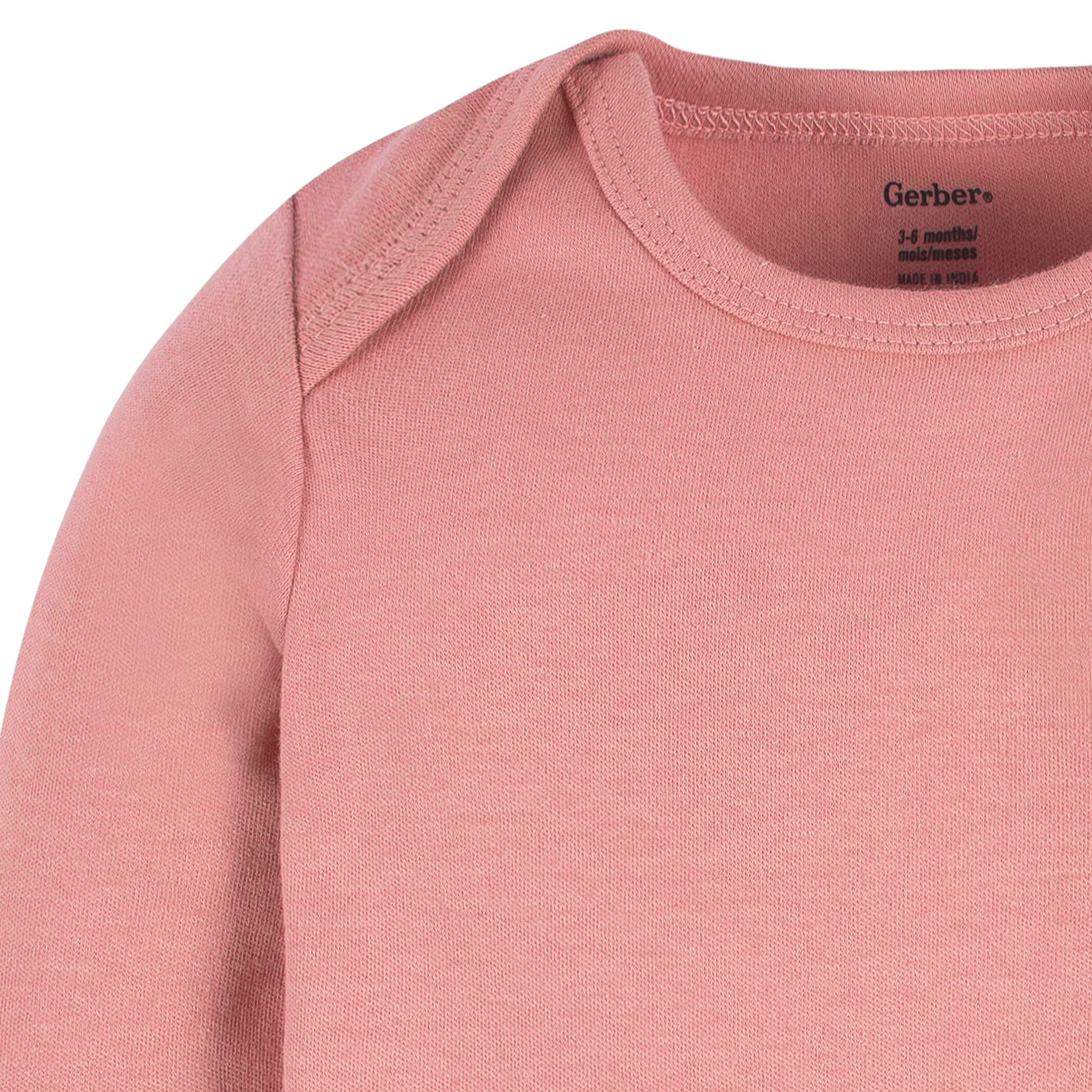 5-Pack Baby Mauve Pink Premium Long Sleeve Lap Shoulder Onesies® Bodysuits