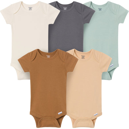 5-Pack Baby Neutral Earth Tone Short Sleeve Bodysuits