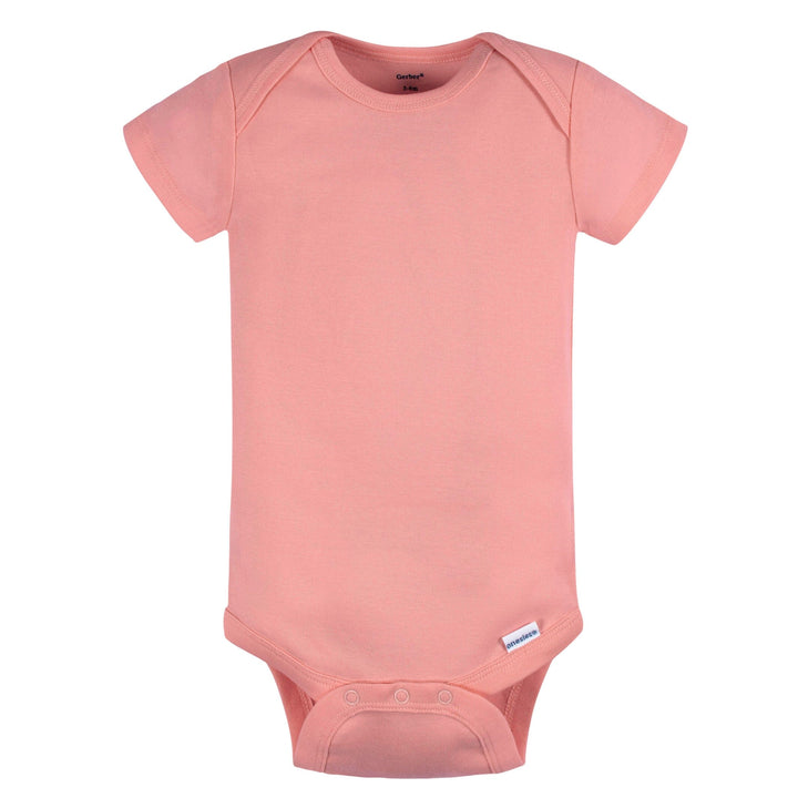 5-Pack Baby Girls Mauve Pink Premium Short Sleeve Lap Shoulder Onesies® Bodysuits