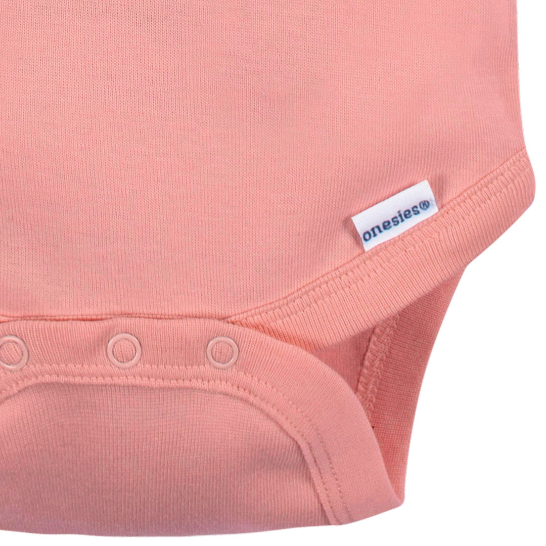 5-Pack Baby Girls Mauve Pink Premium Short Sleeve Lap Shoulder Onesies® Bodysuits