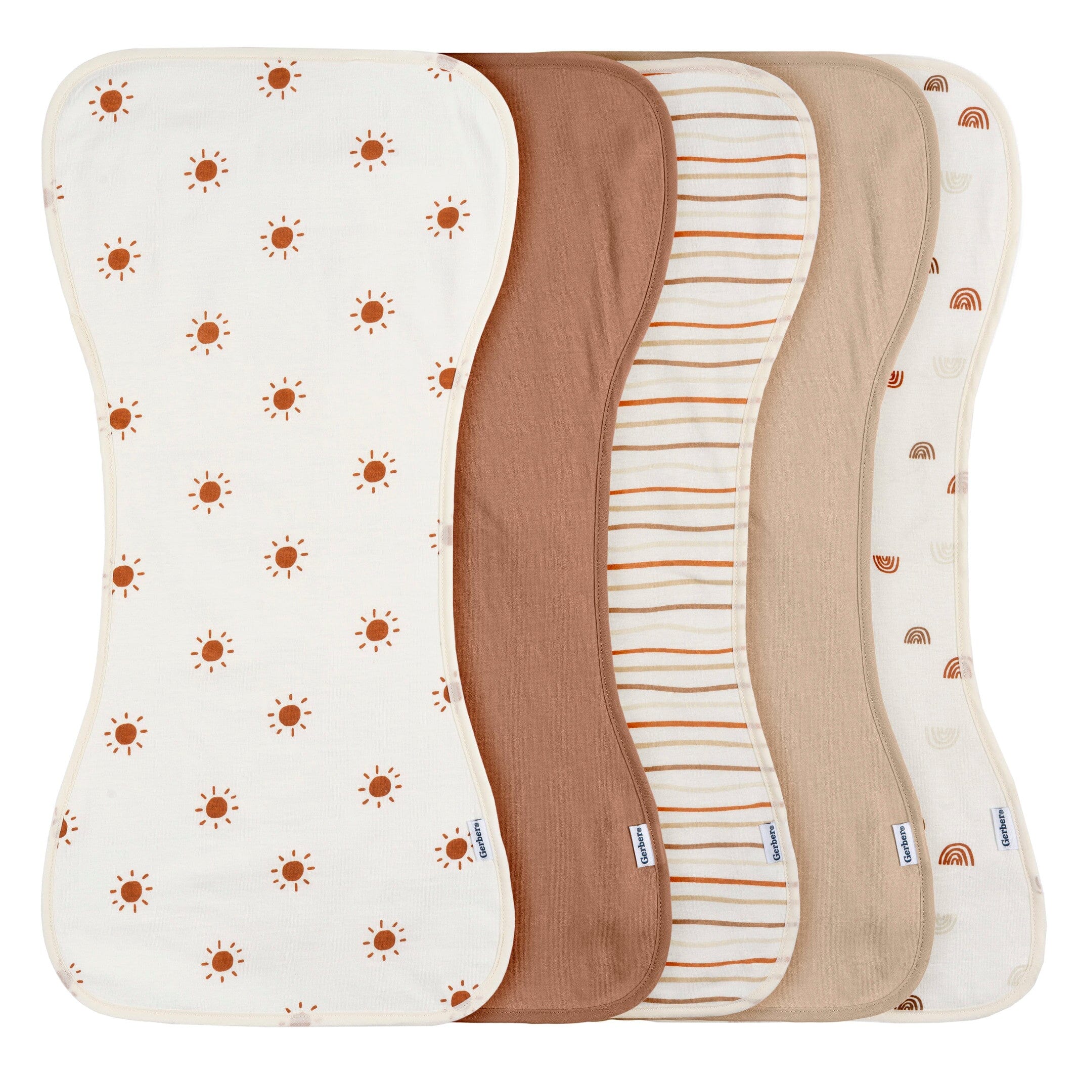 5-Pack Baby Neutral Rust Tan Burpcloth