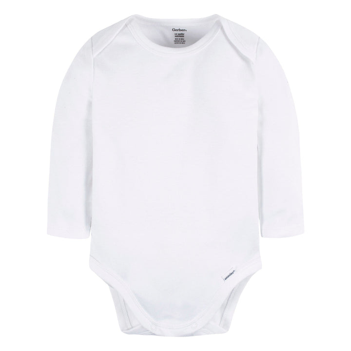 5-Pack Baby White Premium Long Sleeve Lap Shoulder Onesies® Bodysuits